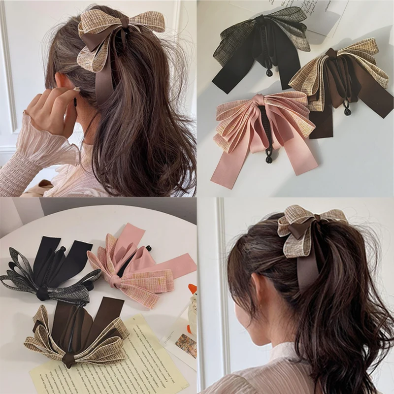 Ribbon Bow Banana Clip Cute Temperament Hairpins Lace Barrette Hairpin