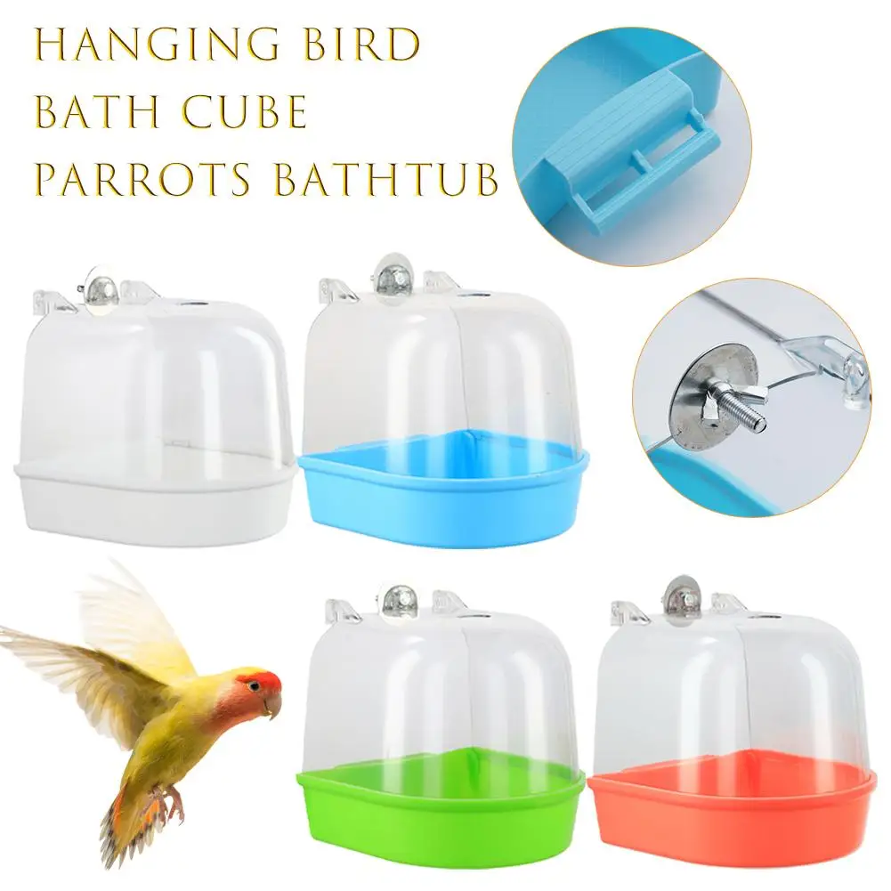 Bird Bath Hanging Waterproof Wear-resistant Easy To Clean Cage-style External Bath Parrots Mynas