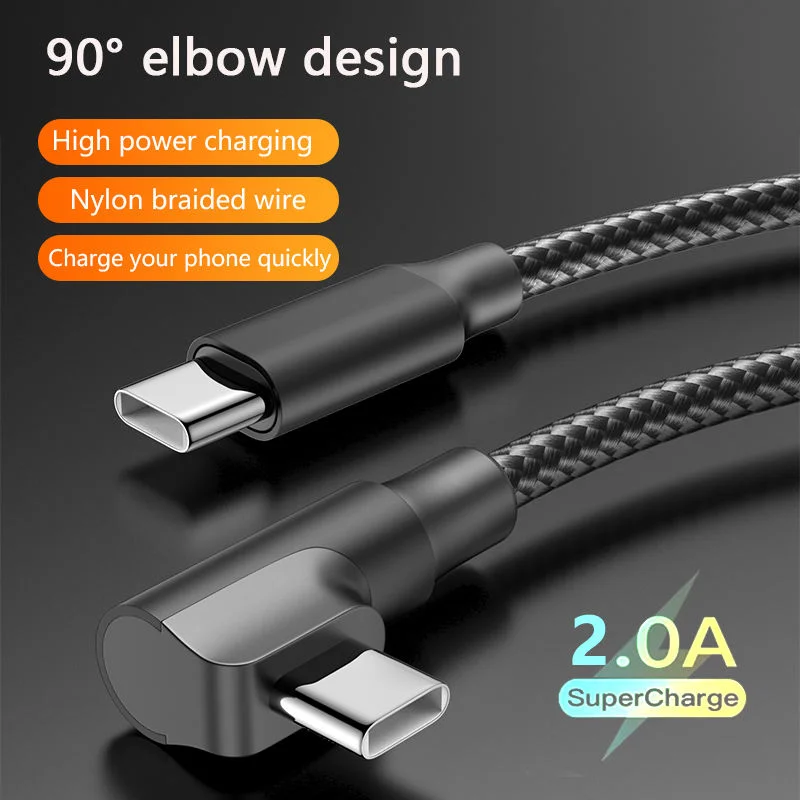 Ultra-Durable Fast Charging Elbow USB-C Data Cable - Available in 1m, 2m, 3m Lengths