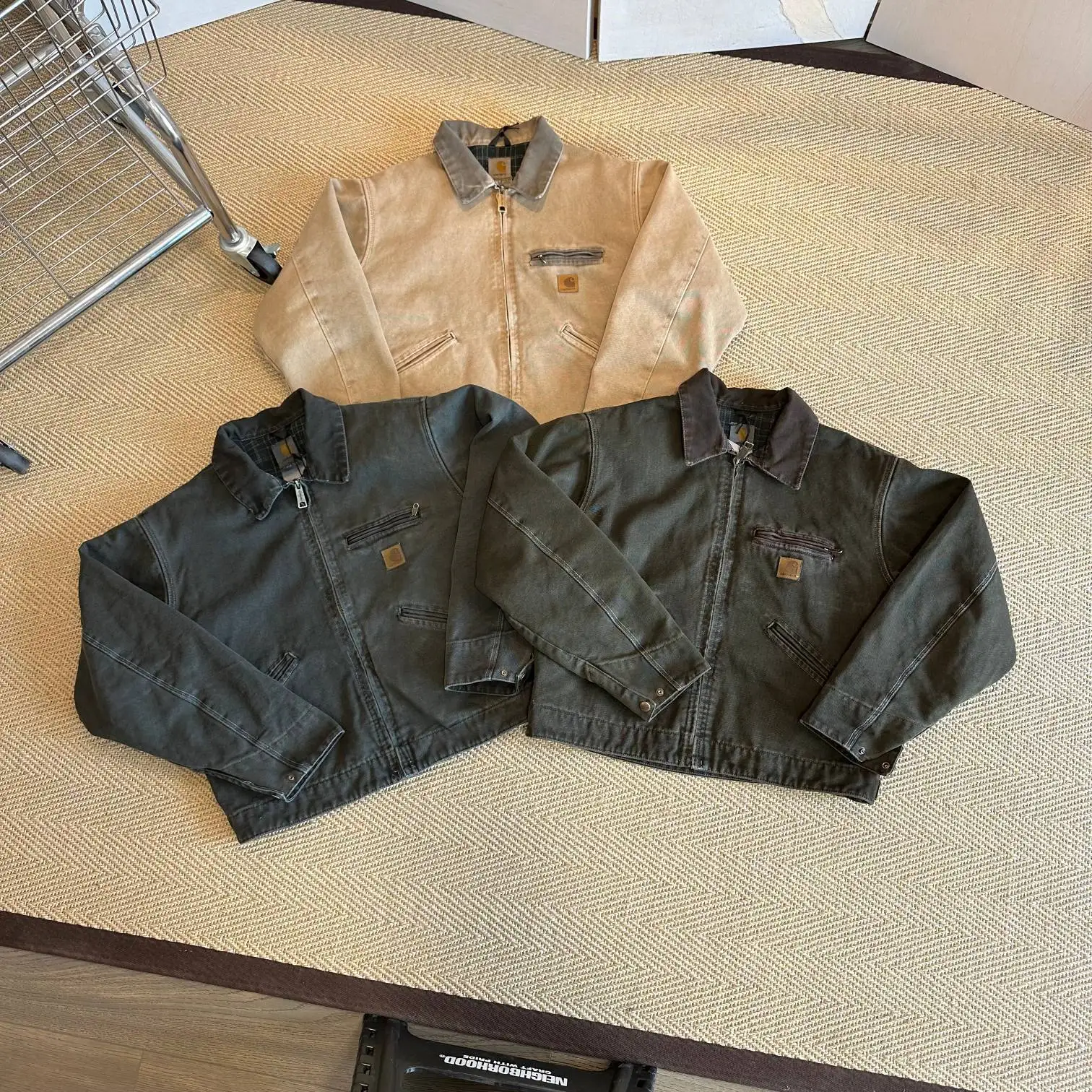 High quality vintage J97 canvas ready to wear men's washed jacket with loose collar and casual zipper jacket men's coat