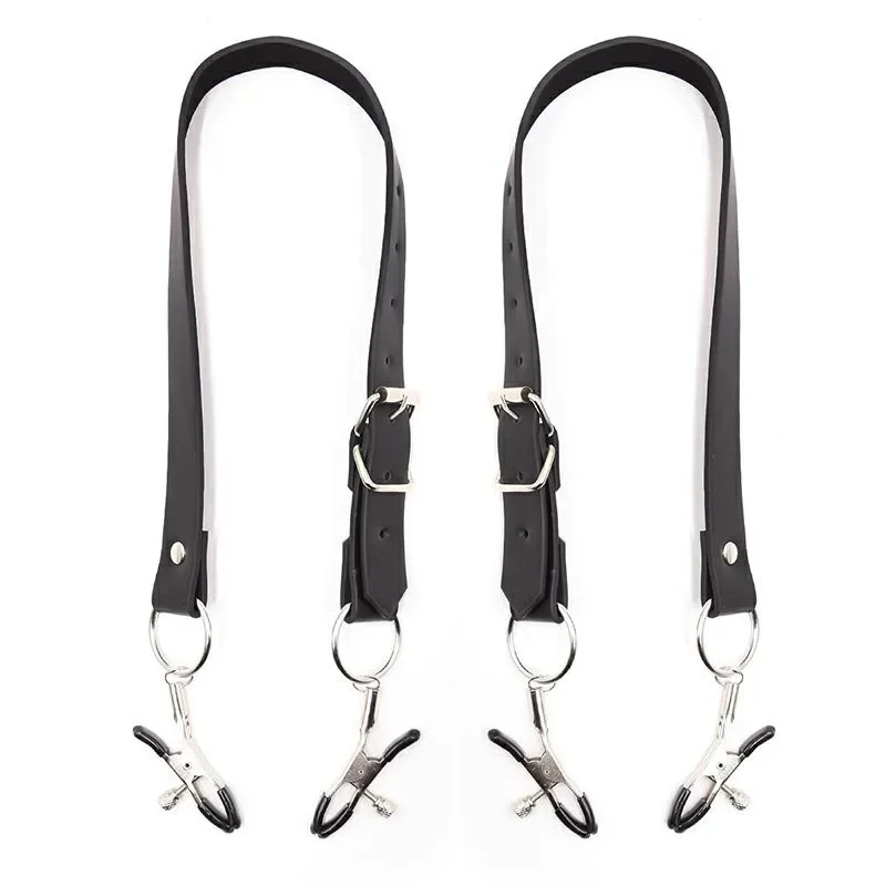 Leather Strap Harness Nipple Clamps Bdsm Slave Fetish Bondage Restraints Labia Clips BDSM Erotic Accessories Sex Toys for Women