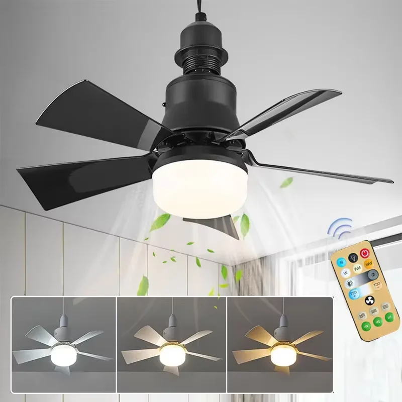 LED Ceiling Fan With Light E27 Socket Remote Control Dimmable 30W Modern Smart Wireless Fans Lighting For Bedroom Garage Kitchen ceiling fan,led ceiling fan lights,led fan light
