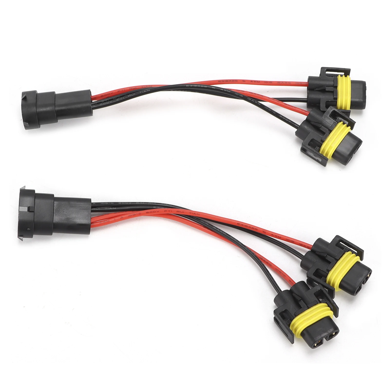 안개등 헤드라이트용 양방향 스플리터 와이어링 하네스, 하이 로우 빔 듀얼 쿼드 프로젝터, 수-암, H11, H8, 2 개