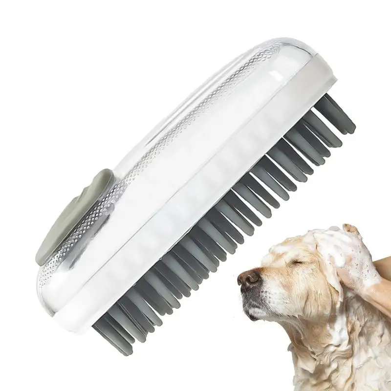 

Dog Bath Brush Dog Scrubber Fine Comb Tooth Puppy Massage Brush Hair Fur Grooming Cleaning Brush Soft Shampoo Dispenser