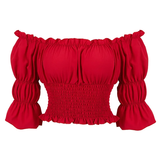 Steampunk Blouse Renaissance Top Women Cropped Off The Shoulder Peasant ...