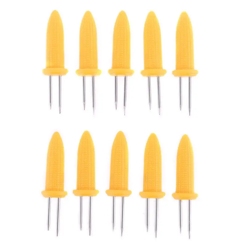 New Corn on the Cob Holders Set for Skewers BBQ Twin Prong Sweetcorn Holder Fork Kitchen Tool -10 pcs
