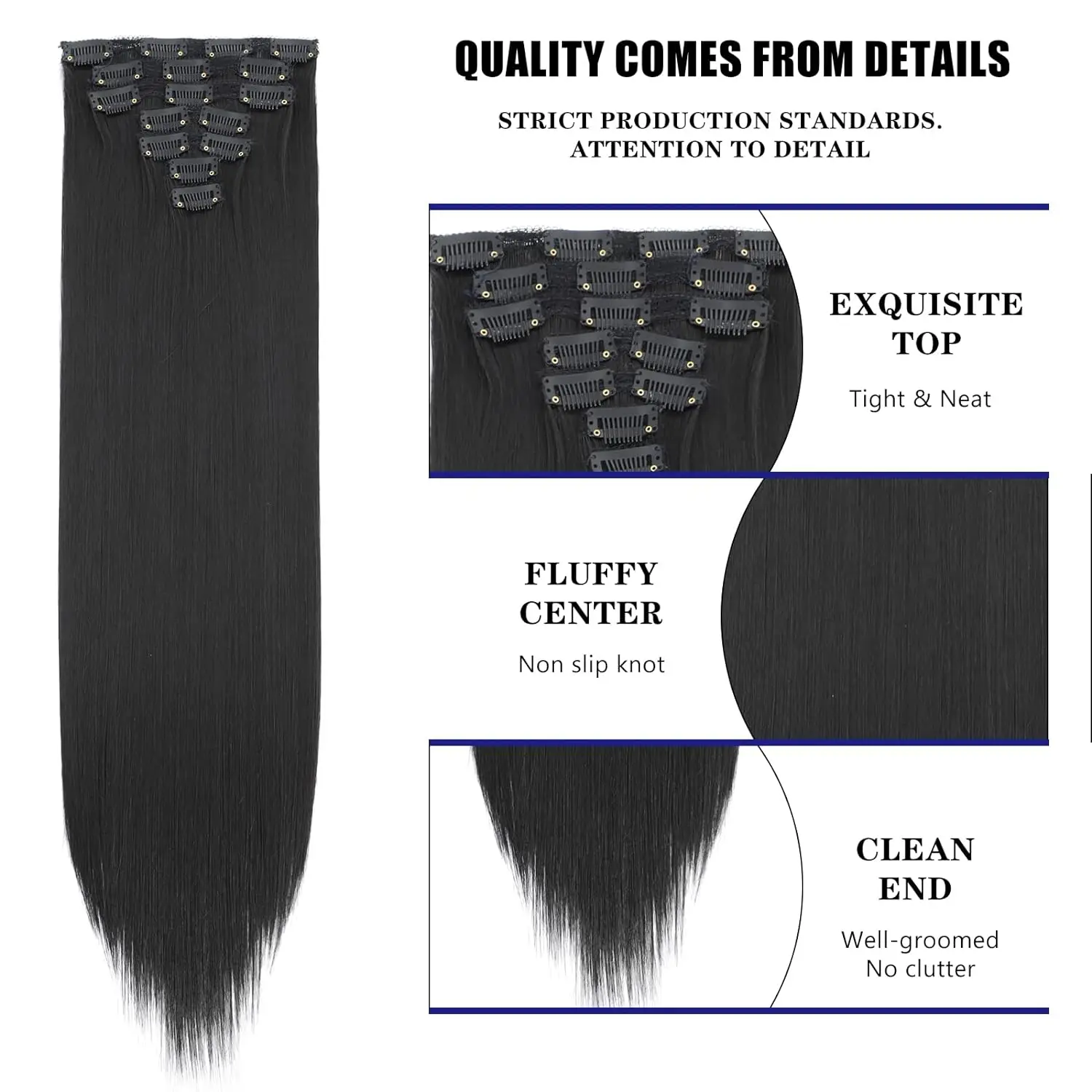 7PCS Clip In Hair Extensions Light Multicolour 16 CLips 22 Inch Long Straight Hair Extension Girl Women Synthetic hair extensions