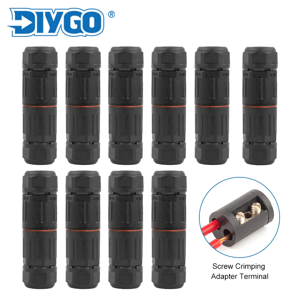 Conectores Elétricos do Fio Pin Screw Crimping Conector Terminal Reto Industrial Exterior Ip68 Isolamento Impermeável 10 Pcs