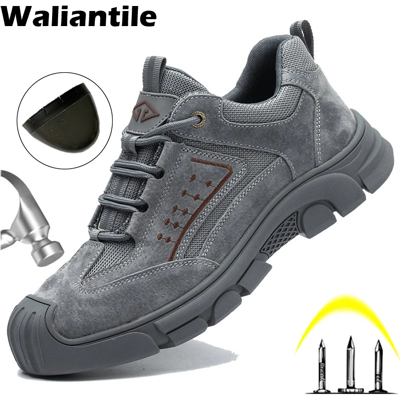 Waliantile Professional Safety Shoes Men Welding Wearresistant Nonslip Construction Work Boots