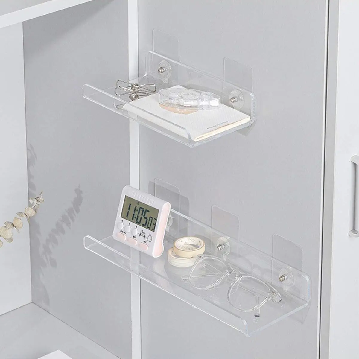 1PC Acrylic Wall Rack Display Shelf Wall Hanging Board Bathroom Toilet Kitchen Storage Rack Strong Sticker bathroom shelf rack bathroom shelf wall shelf organizer bathroom storage rack storage rack ear wax remover