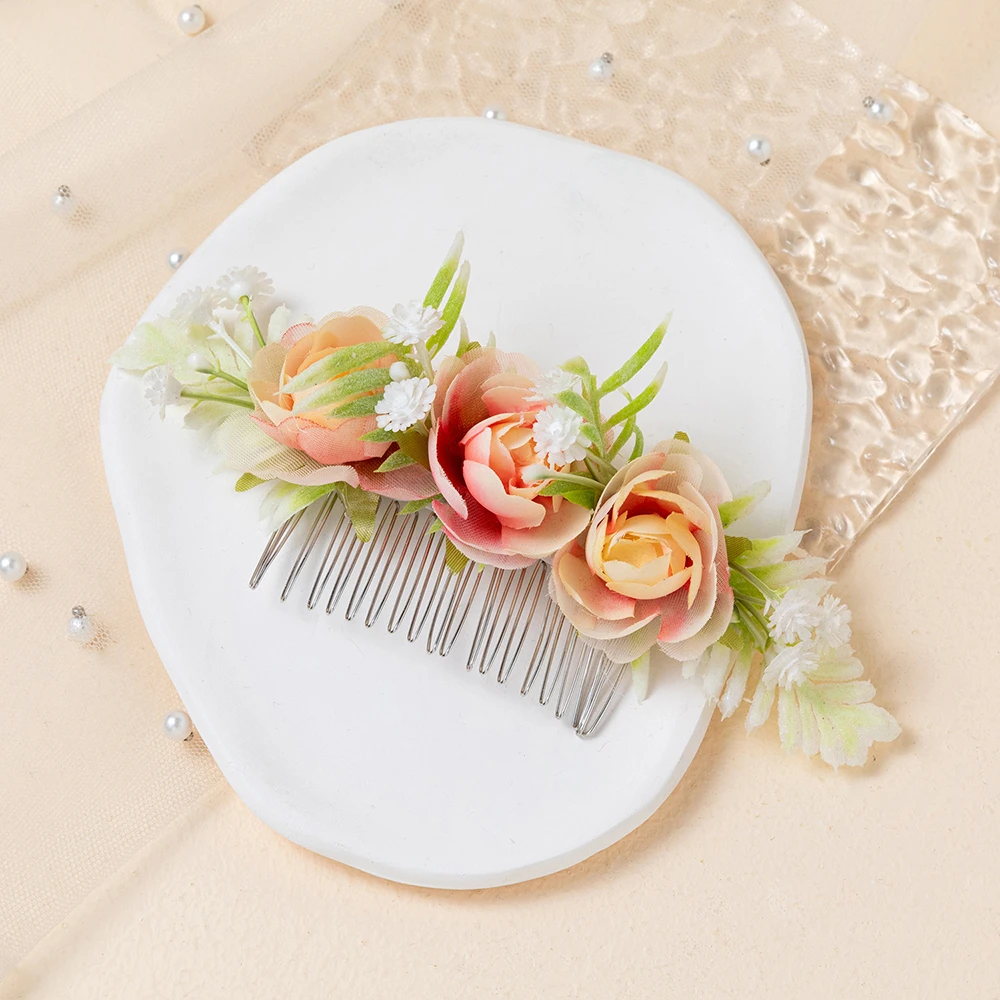 Artificial Flower Hair Comb for Women Boho Southeast Asia Festival Costume Accessories Brides