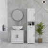 Homcom Pedestal Sink Storage Cabinet, Farmhouse Freestanding Bathroom Sink Cabinet with 2 Barn Doors and Adjustable Shelf, White 6