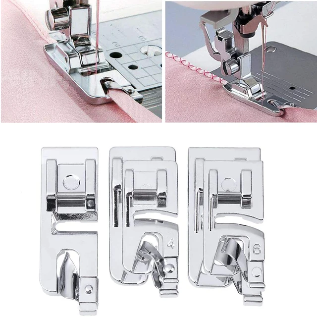 6PCS Sewing Machine Presser Foot Kit 3 Sizes Narrow Rolled Hem Foot with  Adjustable Wide Hemmer Press Foot Household Sewing Foot - AliExpress