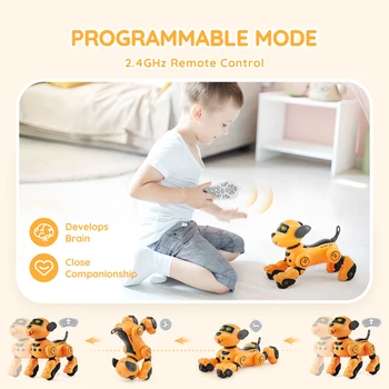 VEVOR Remote Control Robot Dog Toy Dog Programmable Smart Interactive Robotic Pet for Kids Singing Dancing RC Stunt Toy Age 3+ 5
