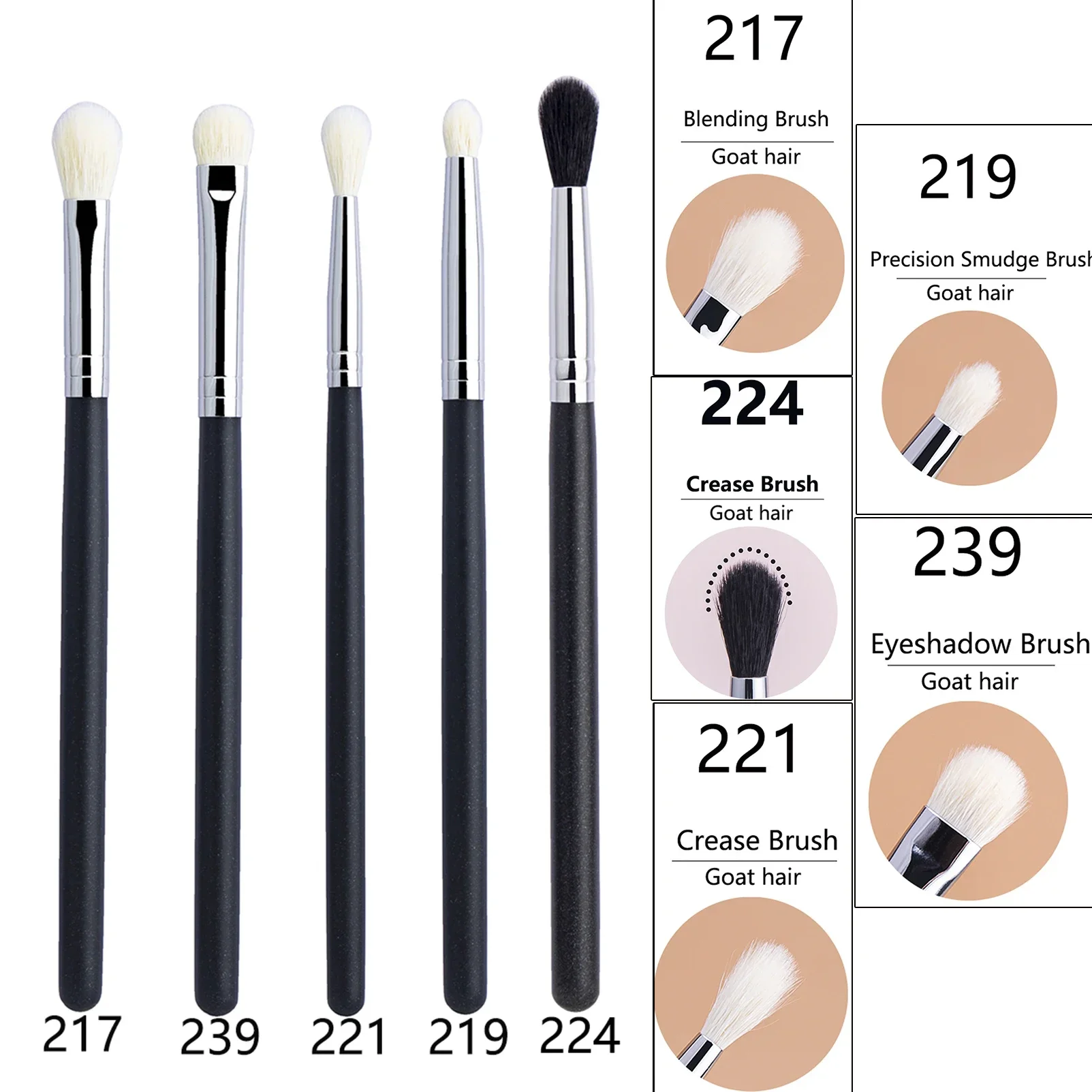 Makeup Eyeshadow Brushes Flat Eye Shadow Shader crease Blending Brushes Goat Hair Eye Shadow Liquid Cream Powder Make Up Tool 6