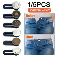 1/5pcs Magic Metal Button Extender for Pants Jeans Free Sewing Adjustable Retractable Waist Extenders Button Waistband Expander 1