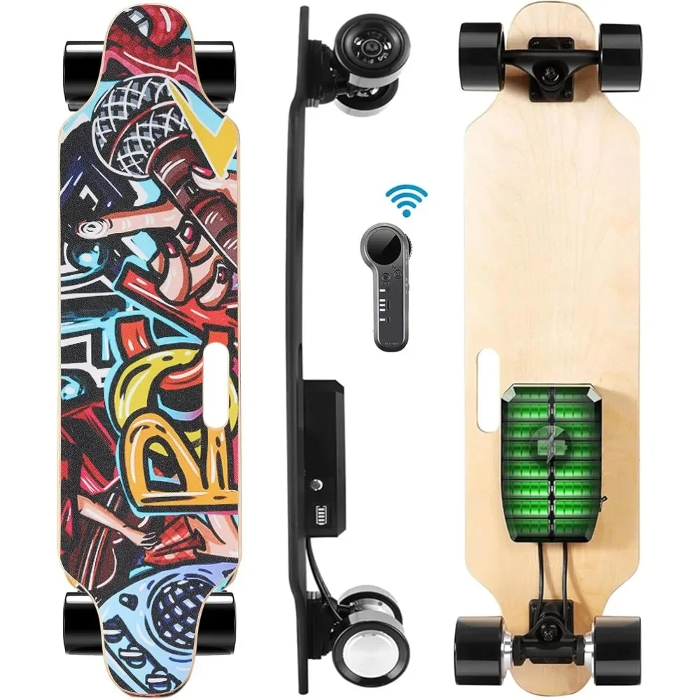 

Electric Skateboard with Remote,700W Electric Longboard,18.6 Mph&12 Miles Range,Suitable for Adults&Teens Beginners E Skateboard