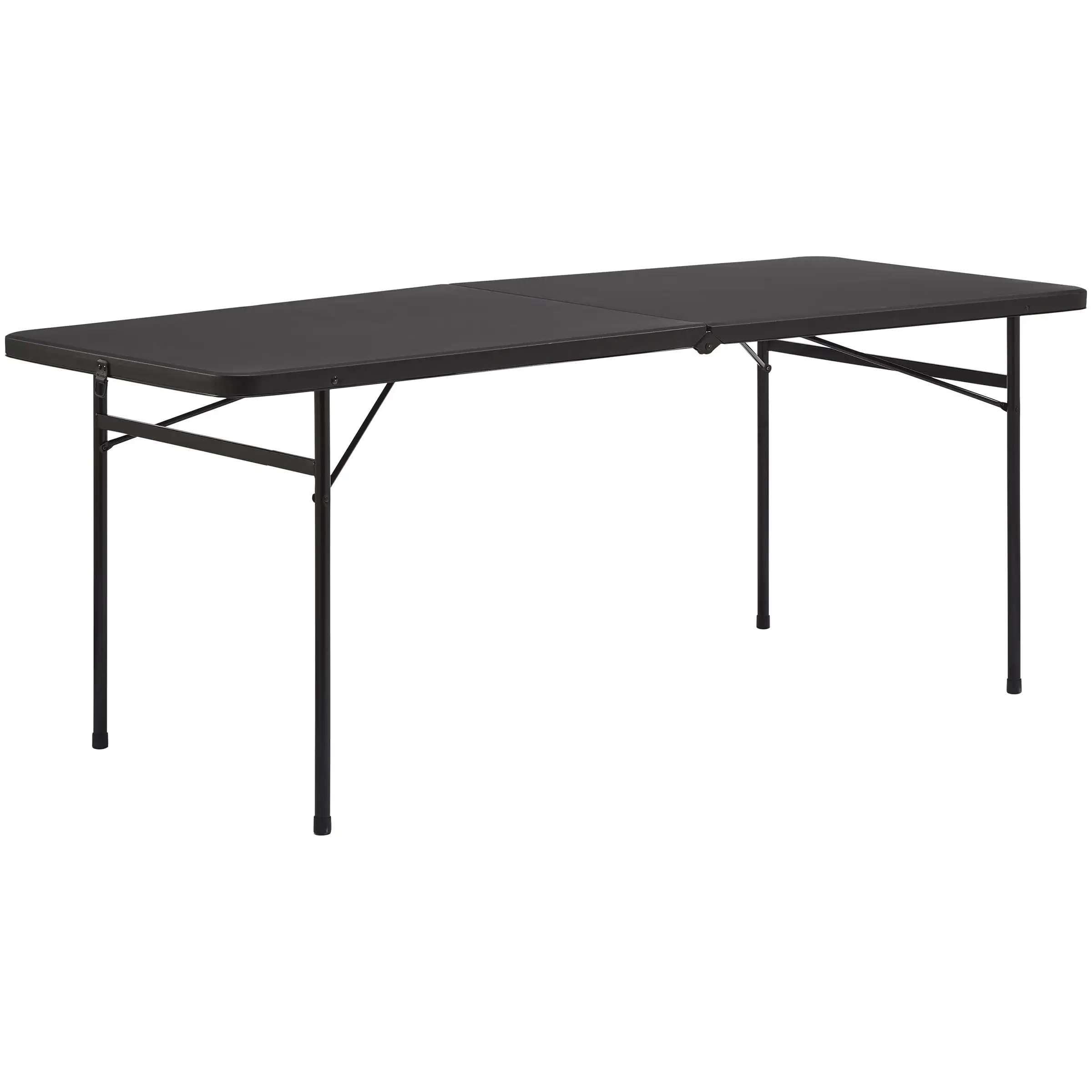 

6 Foot Bi-Fold Plastic Folding Table, Black Folding Table Centerfold Suitcase Camping Outdoor Table