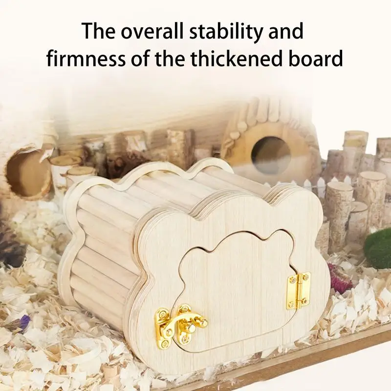 Tiny Hamster Wooden House Cute Cloud Shapes Tiny Hamster Hideout Small Animals Habitat Hut Small Pets Woodland House Habitats 5