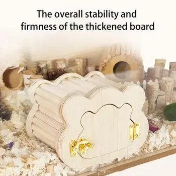 Tiny Hamster Wooden House Cute Cloud Shapes Tiny Hamster Hideout Small Animals Habitat Hut Small Pets Woodland House Habitats 5