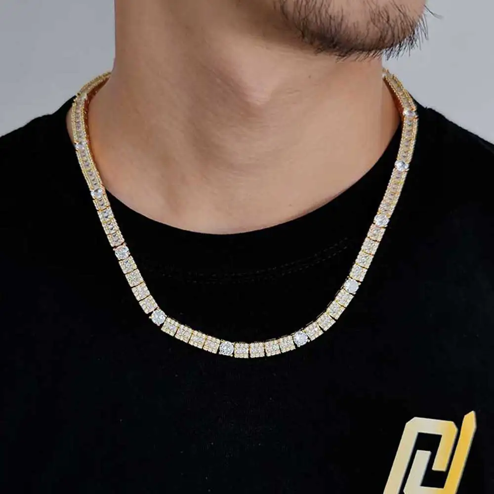 6mm Width CZ Cubic Zirconia Square Sparkling Tennis Chain Necklace Christmas Gift for Her/Him Men Diamond Jewelry