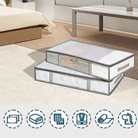 4/8pcs Under Bed Storage Boxes Plastic Storage Box Closet Organizers And Clothing Storage Bags With Premium Transparent Plastic 1