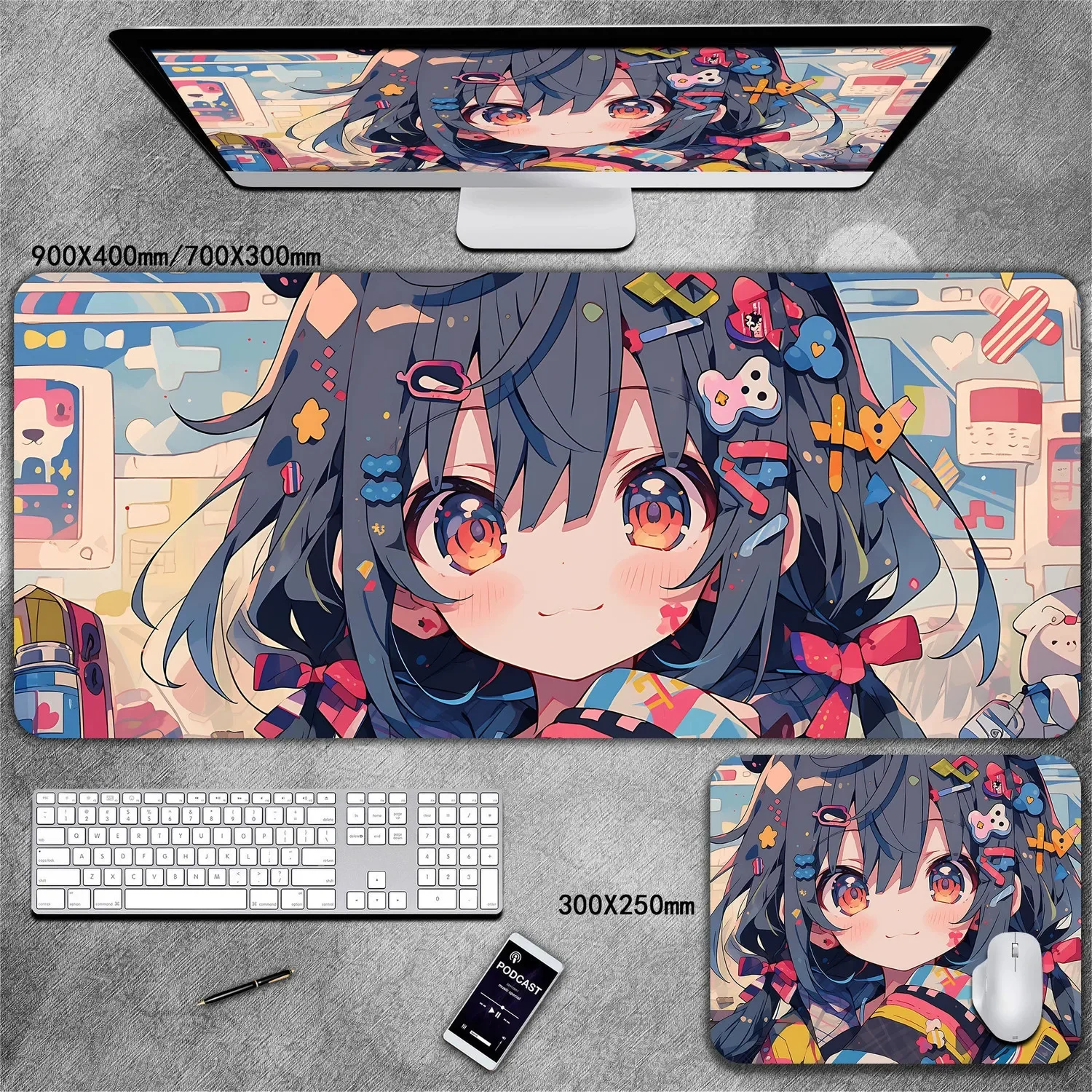 Grande Gaming Mouse Pad para Gamer Acessórios de Computador Mouse Pad Office Pads pc Extended Carpet Desk Mat Anime Girls Wallpaper - Imagem 3