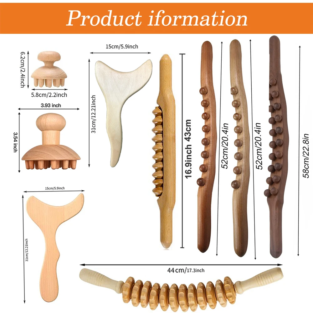 ZONGKUNG 1PCS Holz Therapie Massage Sets Schmerzen Relief Anti Cellulite Körper Abnehmen Gua Sha Zurück Massager Maderoterapia Corporal – Detail 6