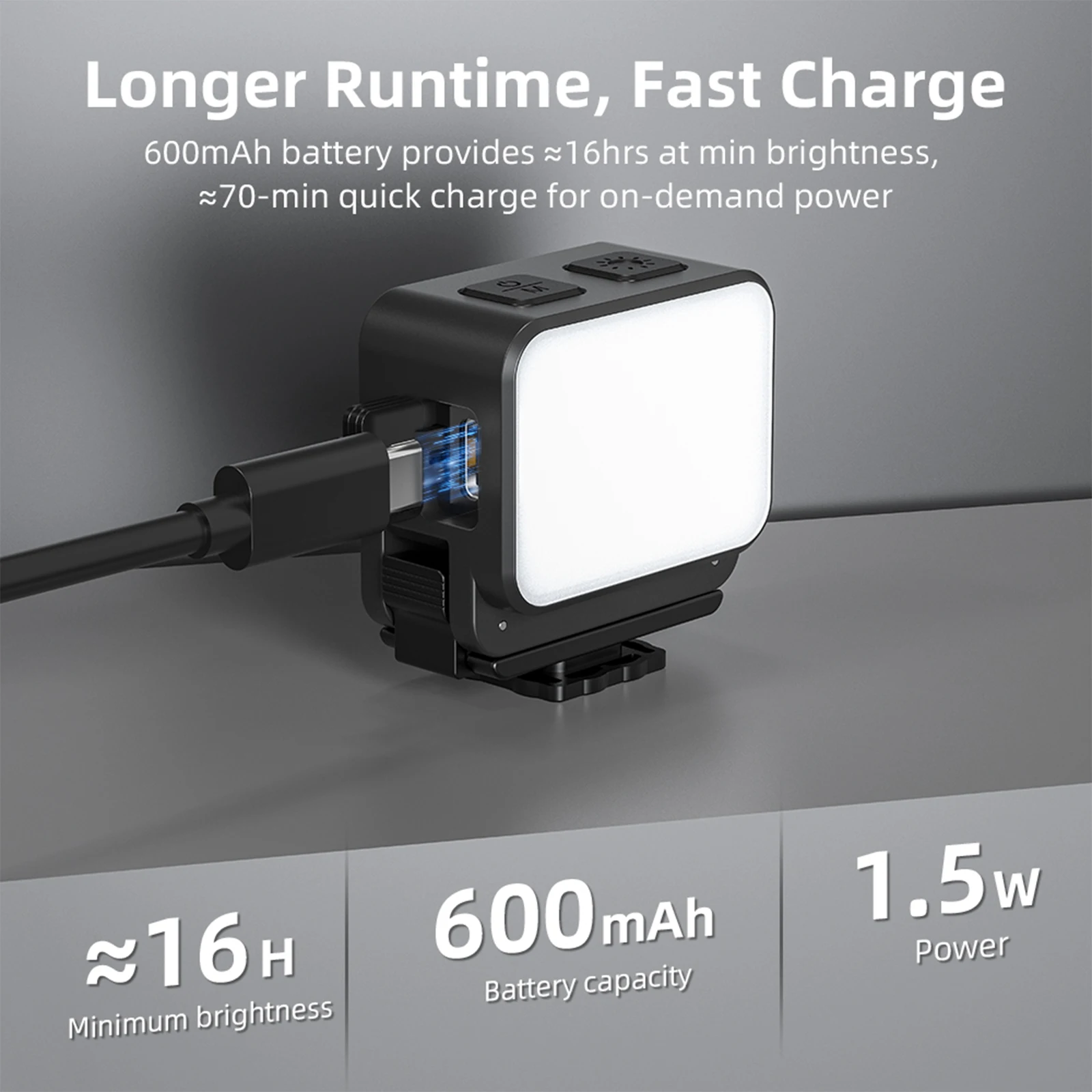Lumière LED magnétique pour caméra action Osmo Action 6 Nano - 600mAh
