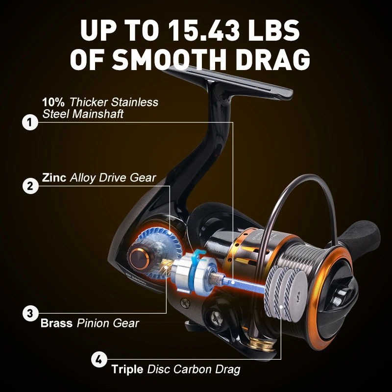 Kingdom-마이크로 플라이 스피닝 낚시 릴, 2000 3000 8 + 1BB 5.2:1 바닷물 낚시 릴 잉어 낚시 장비 태클