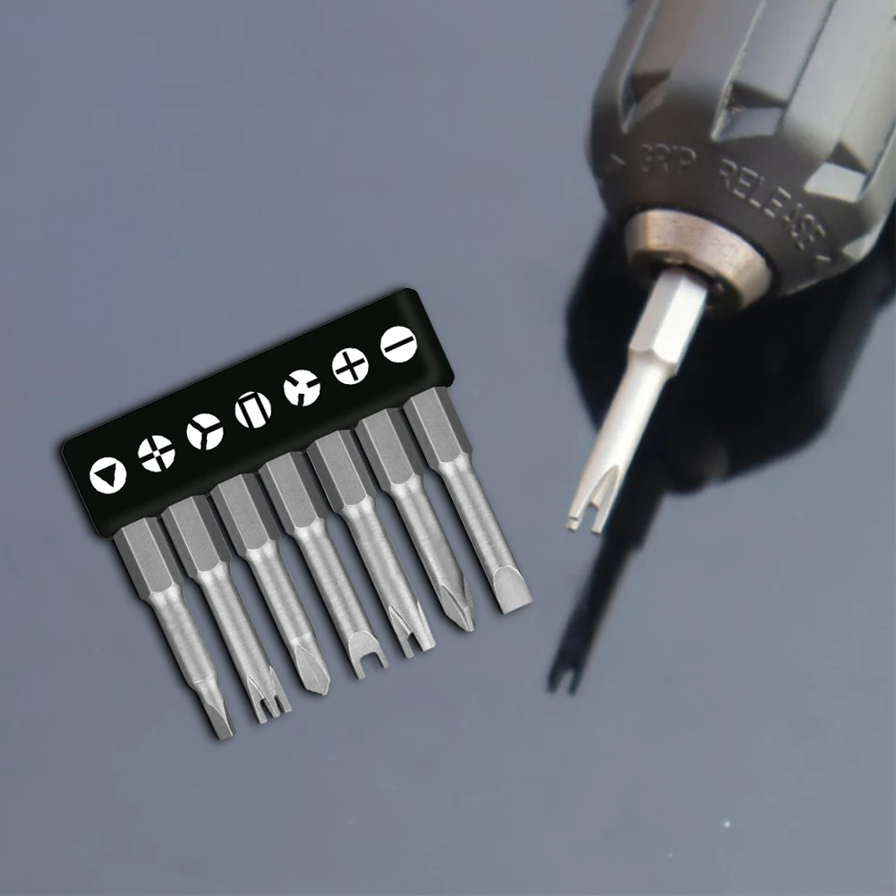 7 Stück 50 mm Schraubendreher-Bit Dreieck (2,6) Y1 U2,6 drei Punkte vier Punkte PH2 SL Kopf 6,35 mm Sechskantschaft für Elektro-Treiber-Werkzeug – Detail 5