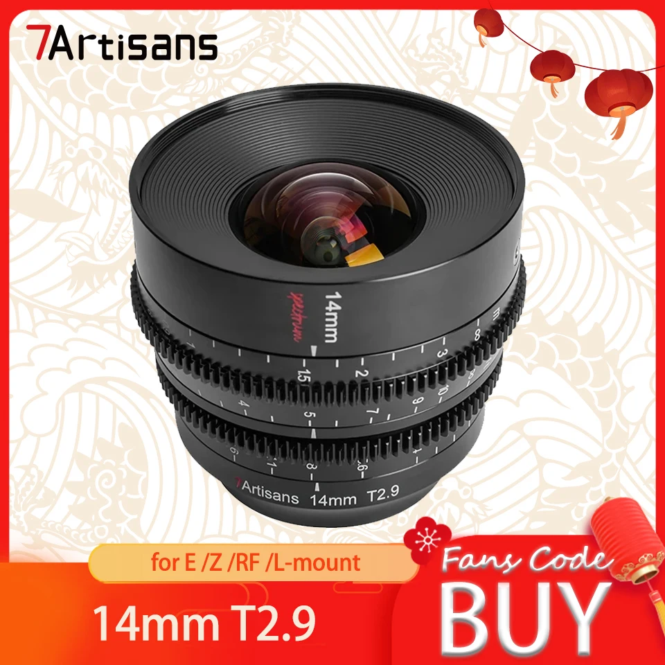 7 Artigiani Full Frame 14Mm T2.9 Apsh Prime Cine Lens Per Fotocamera Studio Photography Con Sony E Nikon Z Canon Rf Sigma L Mount