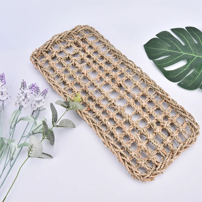 Hand-knitting Seaweed Pad Washable Pet Cushion Bird Ladder Stand Toy Lizard Crawling Shelf Lounger Hammock Small Pet Bed Mat 1x parrot toy,bird toy,bird cage accessories,bird perch stand