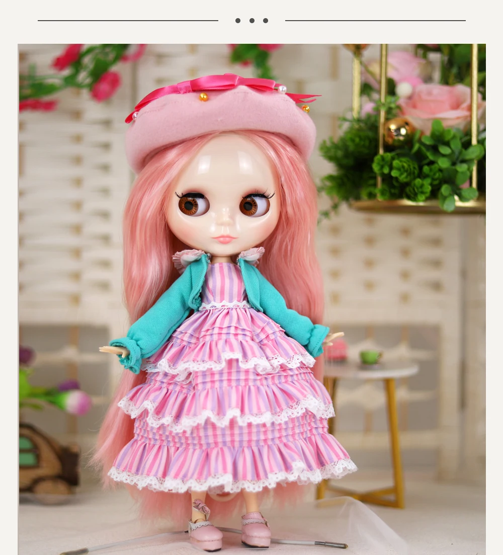 Neo Blythe Doll Vintage Dress with Crop Top Coat & Hat 1