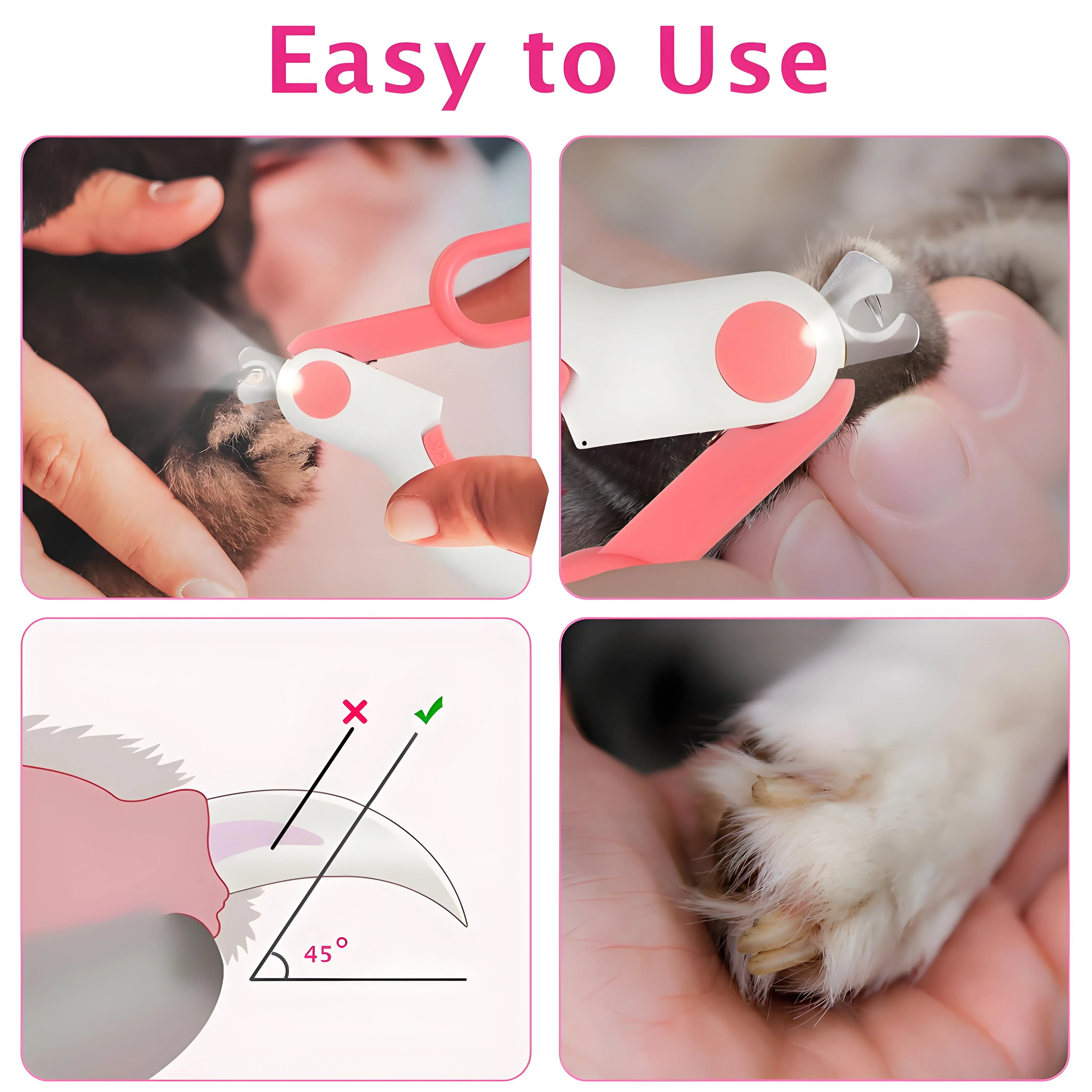 LED Pet Nail Clippers with Safety Guard – Precision Trimmer for Cats & Rabbits