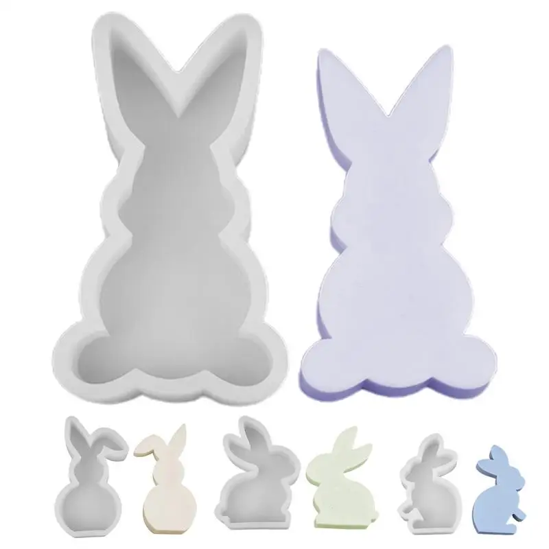

Cute Easter Bunny Mold Silicone Wax Mold Chocolate Fondant Mold for Easter Party DIY Crafts Making Scented Candles Gypsum