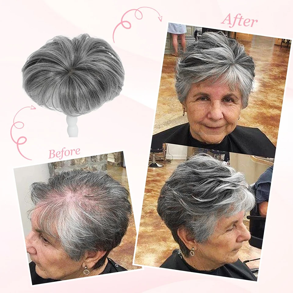 Topper per capelli corti da donna con capelli diradati, taglio pixie, extension sintetiche naturali per uso quotidiano - immagine 3