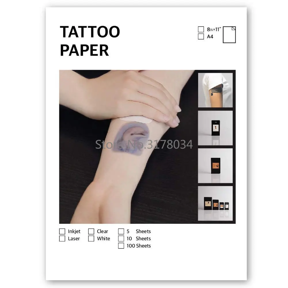 

Printable Temporary Tattoo Paper LASER / Inkjet Printer DIY Personalized Image Transfer Sheet for Skin Waterslide Decal Stencil