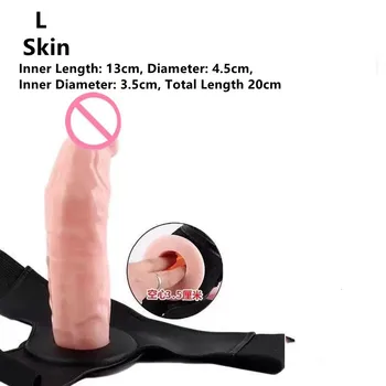 Realistic Hollow Dildo Super Stretch Harness Penis Pants For Woman Men Wearable Penis Extension Sleeve Dick Sex Toys For Couples 6
