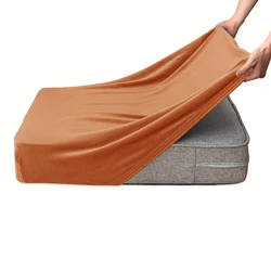 Luxurious Velvet Plush Stretch Sofa Cover - Soft, Removable Slipcover for Living Room and Lounge (Orange)