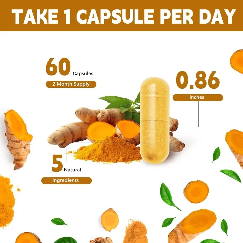 Turmeric and Curcumin Supplements with Black Pepper, Ginger, Berberine, Ceylon Cinnamon - Daily Health Support