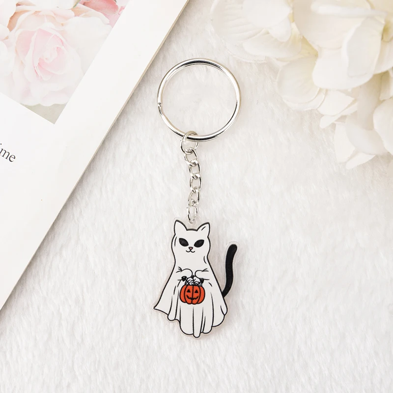 1 Stück Cartoon Tier Schlüssel bund Acryl Handtasche Schlüssel ring Stapel Frosch Gitarre Waschbär Geist Katze Charms Mittelfinger Geburtstags geschenk – Detail 9