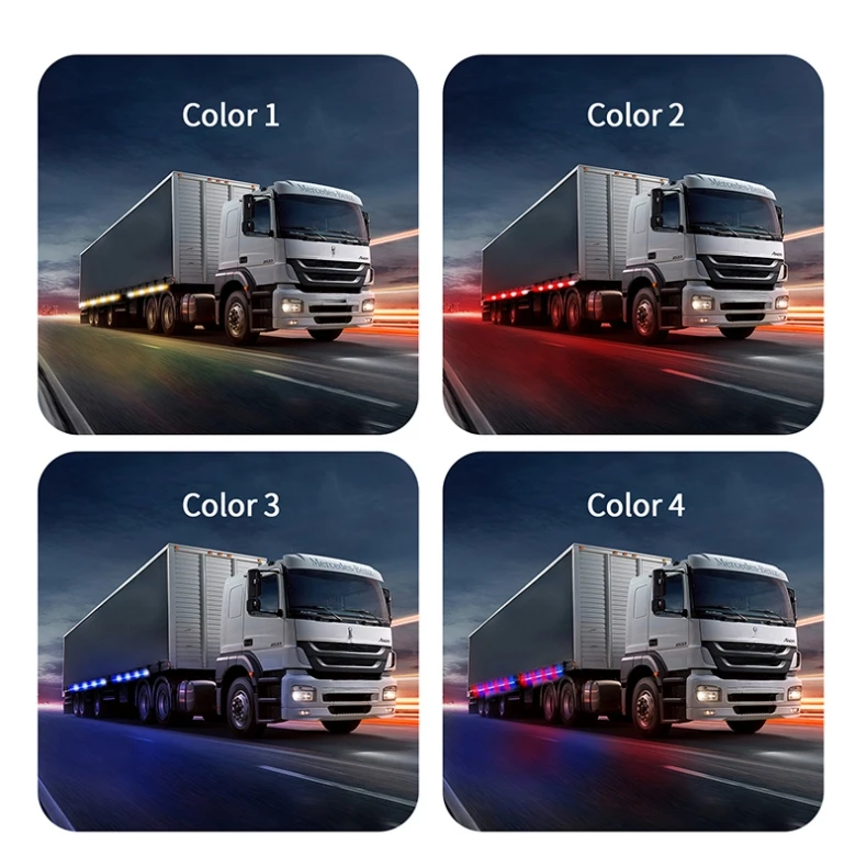 2Pcs Led Car Side Light Bar Signal Warning Lamp Emergency Strobe Light Pickup Taillight Truck Atmosphere Light 12-24V Waterproof