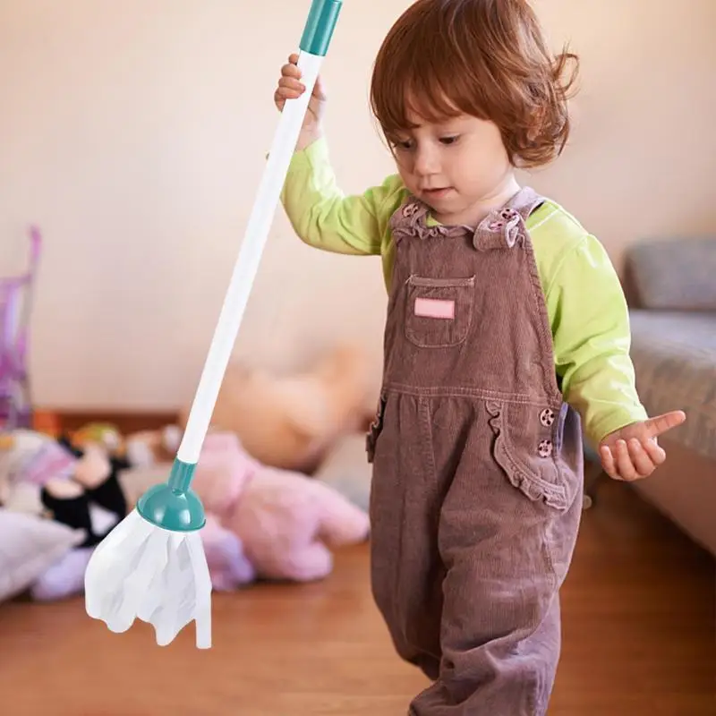 Mini Simulation Cleaning Tool Cart Pretend Play Kids Toys Broom For Children Vacuum Cleaner Broom Mop Set Cleaning Hygiene Toys 4