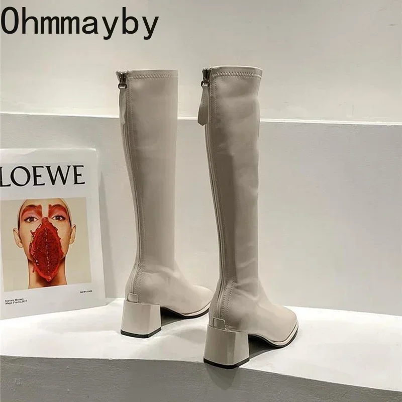 Slim Woman High Boots Fashion Women Knee-High Boots High Heel Women's Shoes Winter Soft Leather Long women knee boots