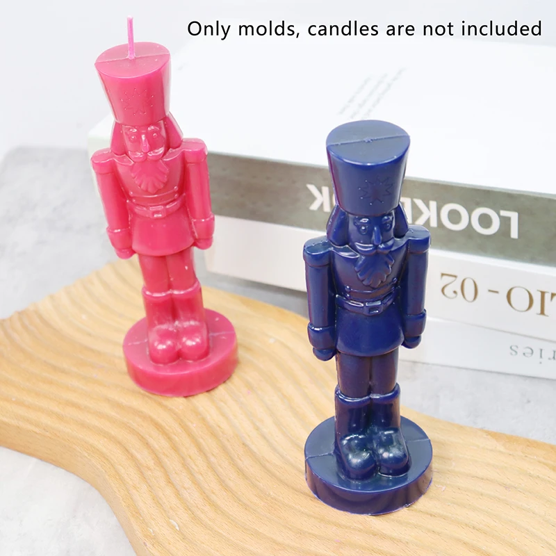 1Set Christmas Ornaments Nutcracker Silicone Candle Mold Christmas DIY Decoration Dinner Soy Wax Mould