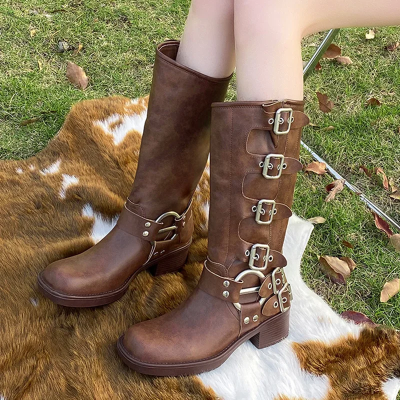 Botas A La Rodilla Para Mujer CHATTAWAK - Color Chocolate, Talla 39 EU, Estilo Vintage Y Cómodo