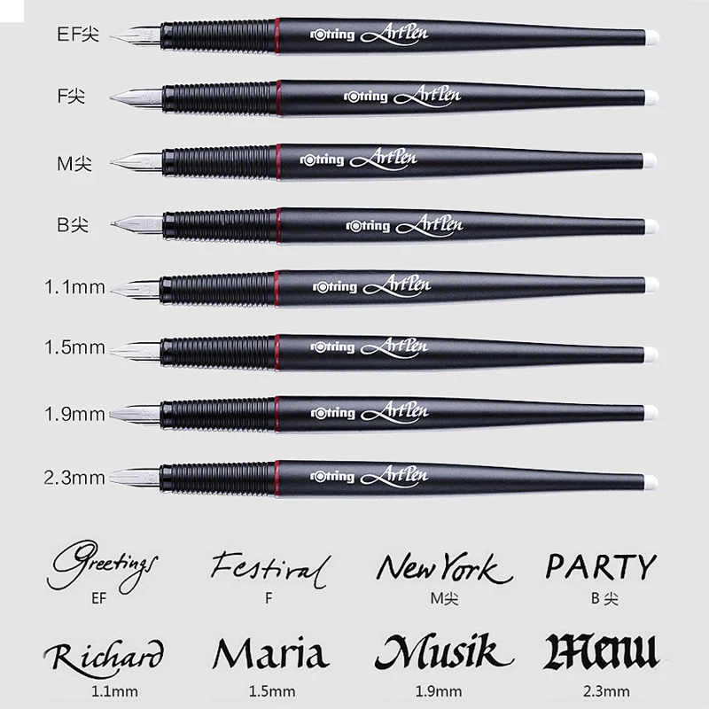 Фото Немецкая оригинальная перьевая ручка Rotring Art EF/F/M/1,5/1,9/2,3 мм, ручка для практики и письма, аксессуары для рукописного письма, деловой подарок №2
