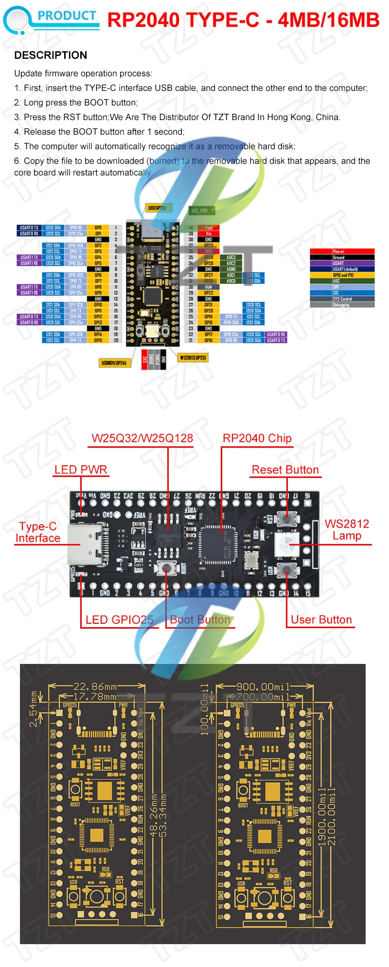 1/3PCS Für Raspberry Pi Pico Bord RP2040 Dual-Core 264KB ARM Low-Power Mikrocomputer high-Performance Cortex-M0 + Prozessor – Detail 7