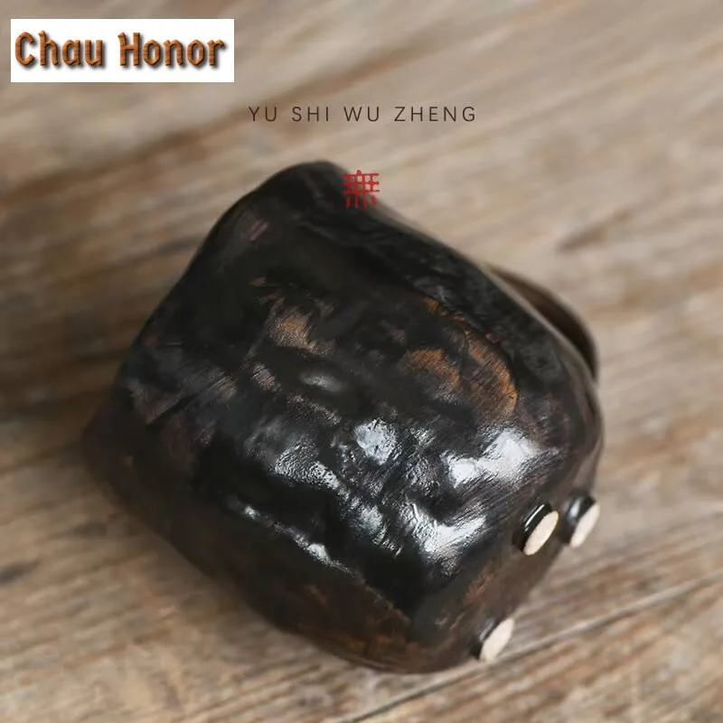 220ml Retro Balck Coarse Pottery Coffee Cup Office Water Cup Tea Mug Ceramic Coffee Mug Handmade Stoneware Drinkware Gift Box